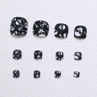 No.336 Halloween Skull Head Black & White Matte Design Toenails Patch 24pcs/Set