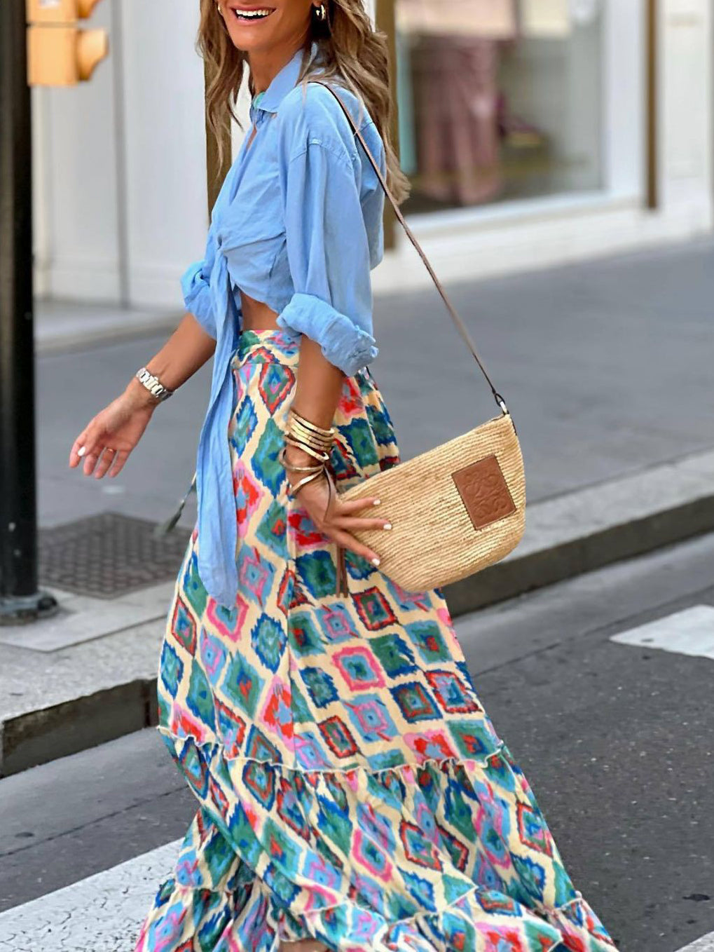 Boho Print Beach Swing Skirt