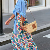 Boho Print Beach Swing Skirt