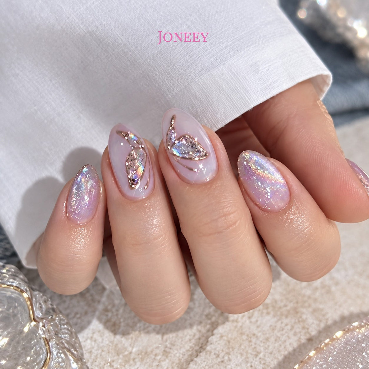 No.F626 Purple Cat's Eye Fingernails Patch 24pcs/Set
