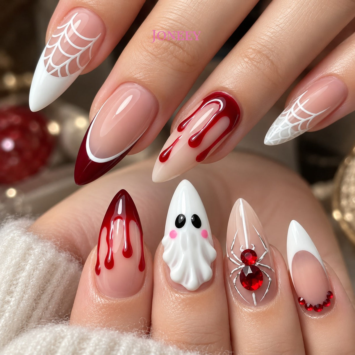 No.AW203 Halloween Blood Drop Ghost Fingernails Patch 24pcs/Set