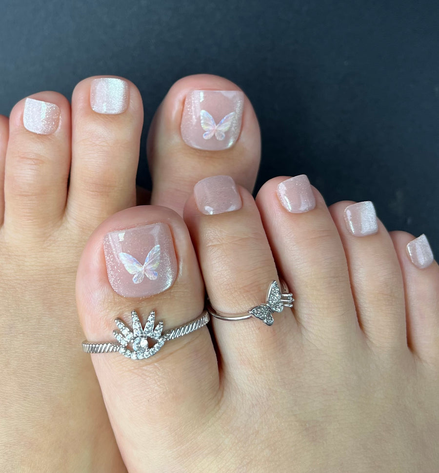 No.DT6 Butterfly Cat's Eye Toenails Patch 24pcs/Set