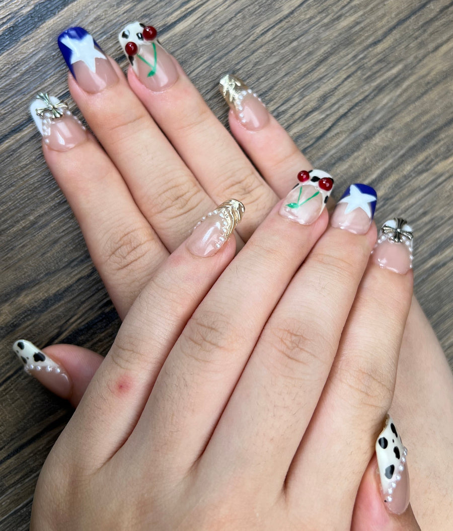 No.FP39 Leopard Hand Made Fingernails 10pcs