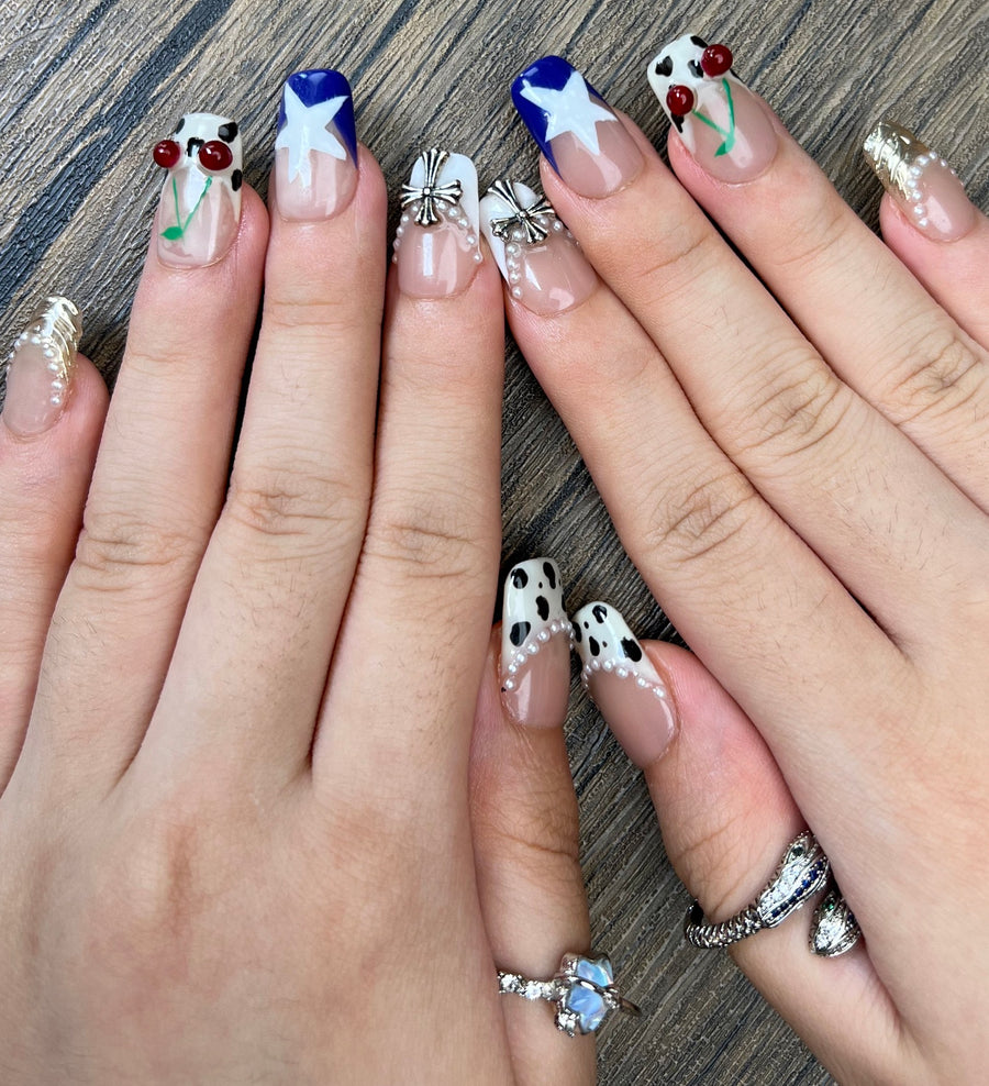 No.FP39 Leopard Hand Made Fingernails 10pcs
