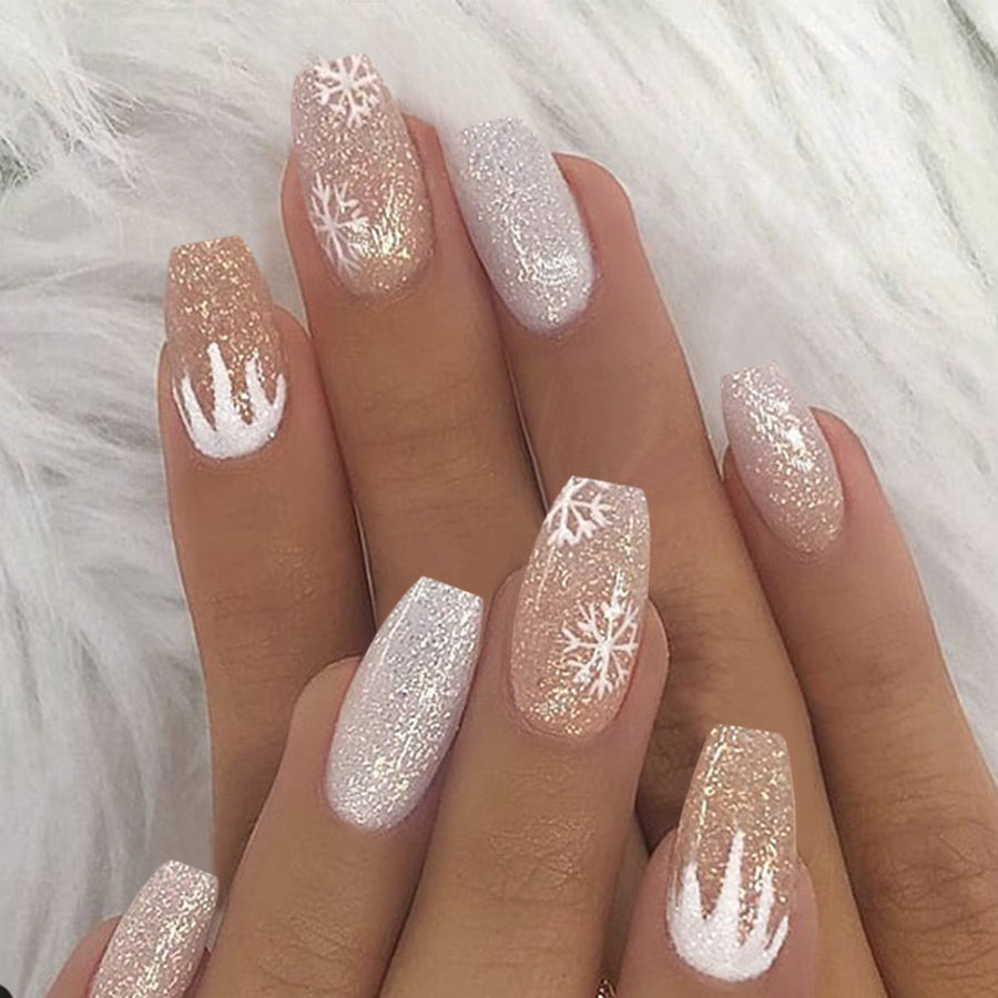 No.CM4 Christmas Snowflake Silver Gradient  Fingernails Patch 24pcs/Set