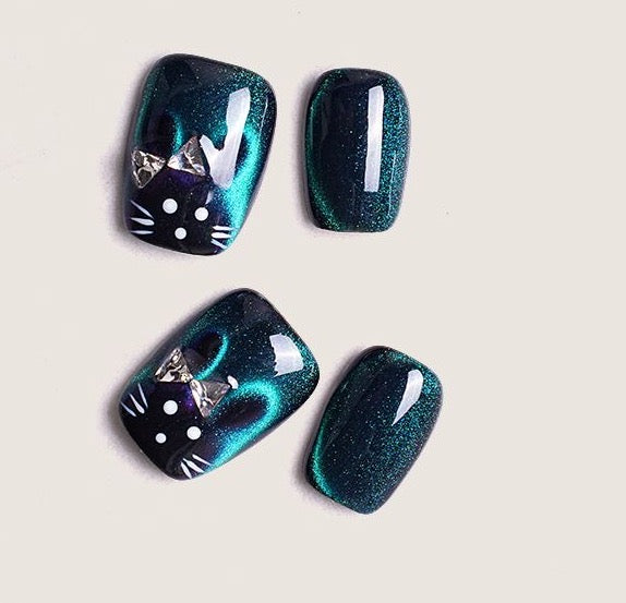 No.FP45 Rabbit Cat's Eye Hand Made Fingernails 10pcs