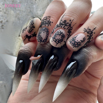 No.PSN129 Black Fingernails Pair Set-48pcs