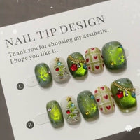 No.FP44 Christmas Cat's Eye Hand Made Fingernails 10pcs