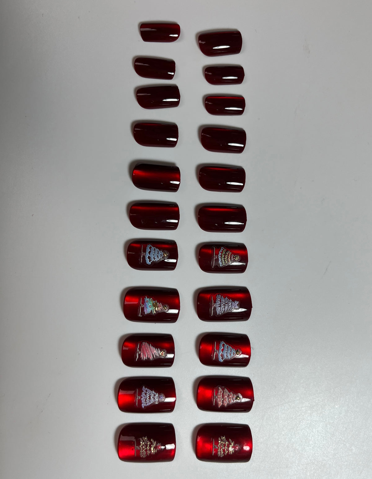 No.CM123 Christmas Red Cat's Eye Fingernails Patch 24pcs/Set