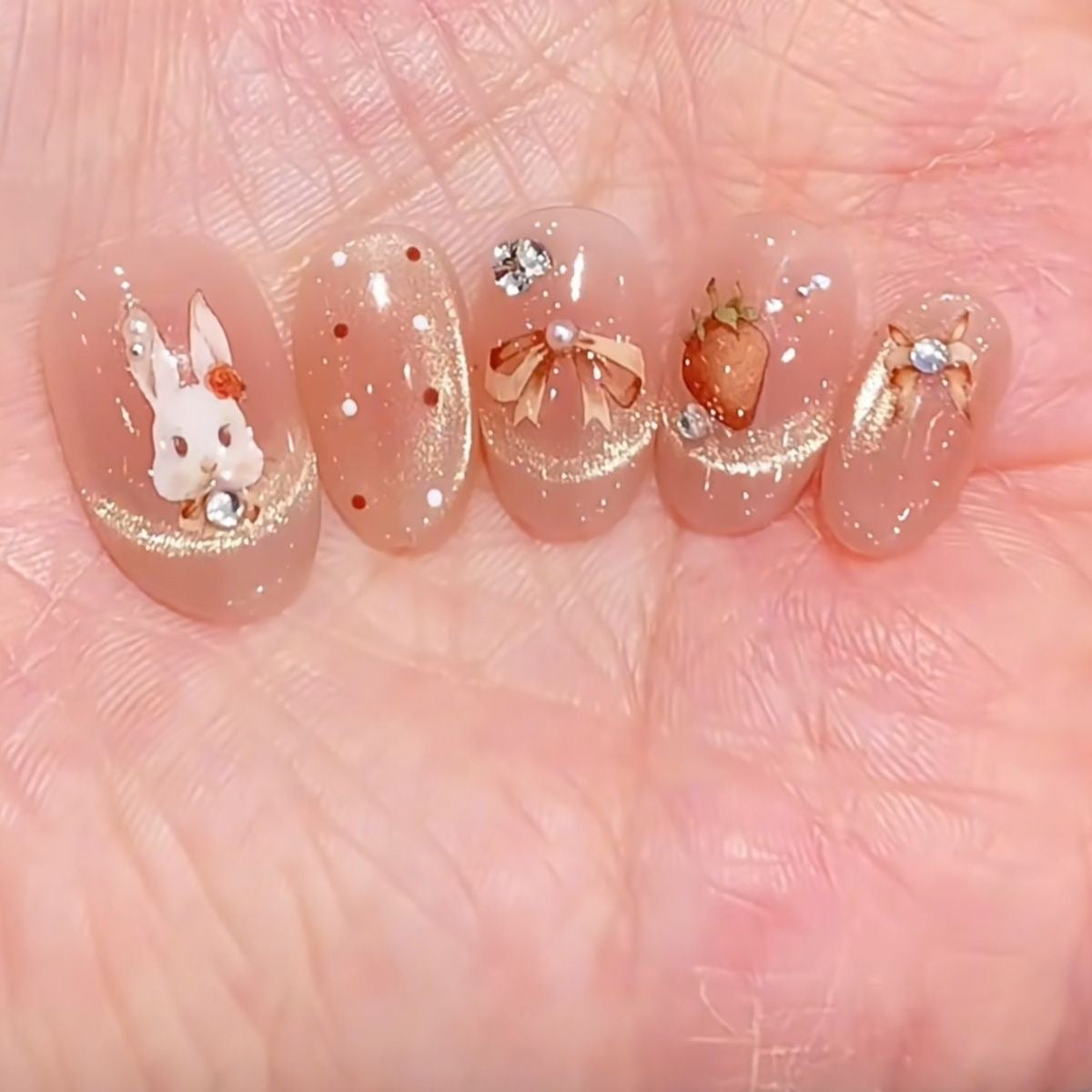 No.ET6 Rabbit Cat's Eye Hand Made Fingernails 10pcs
