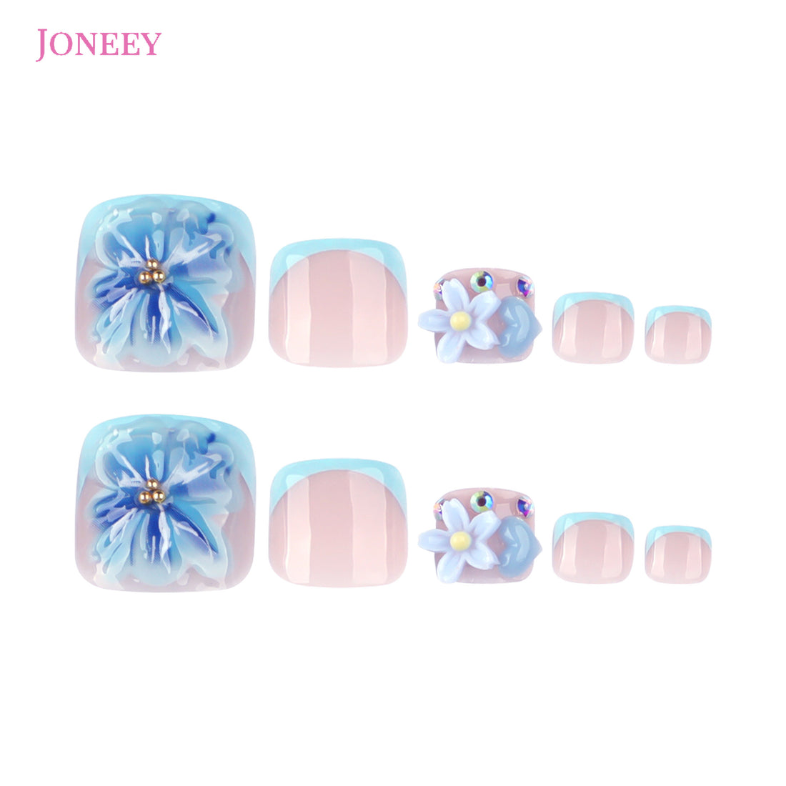 No.569 Blue Flower Toenails Patch 24pcs/Set
