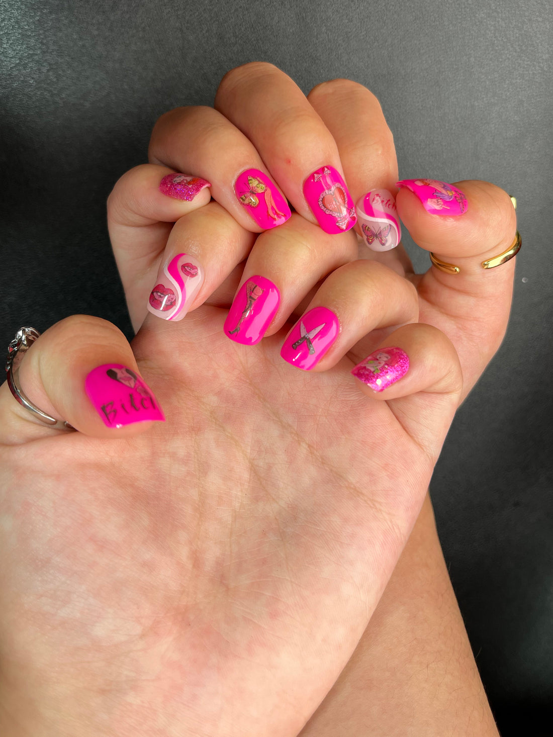 No.DF2 Cute Rose Red Fingernails Patch 24pcs/Set