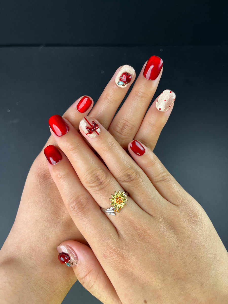 No.FP25 10pcs Cute Apple Cat's Eye Fingernails
