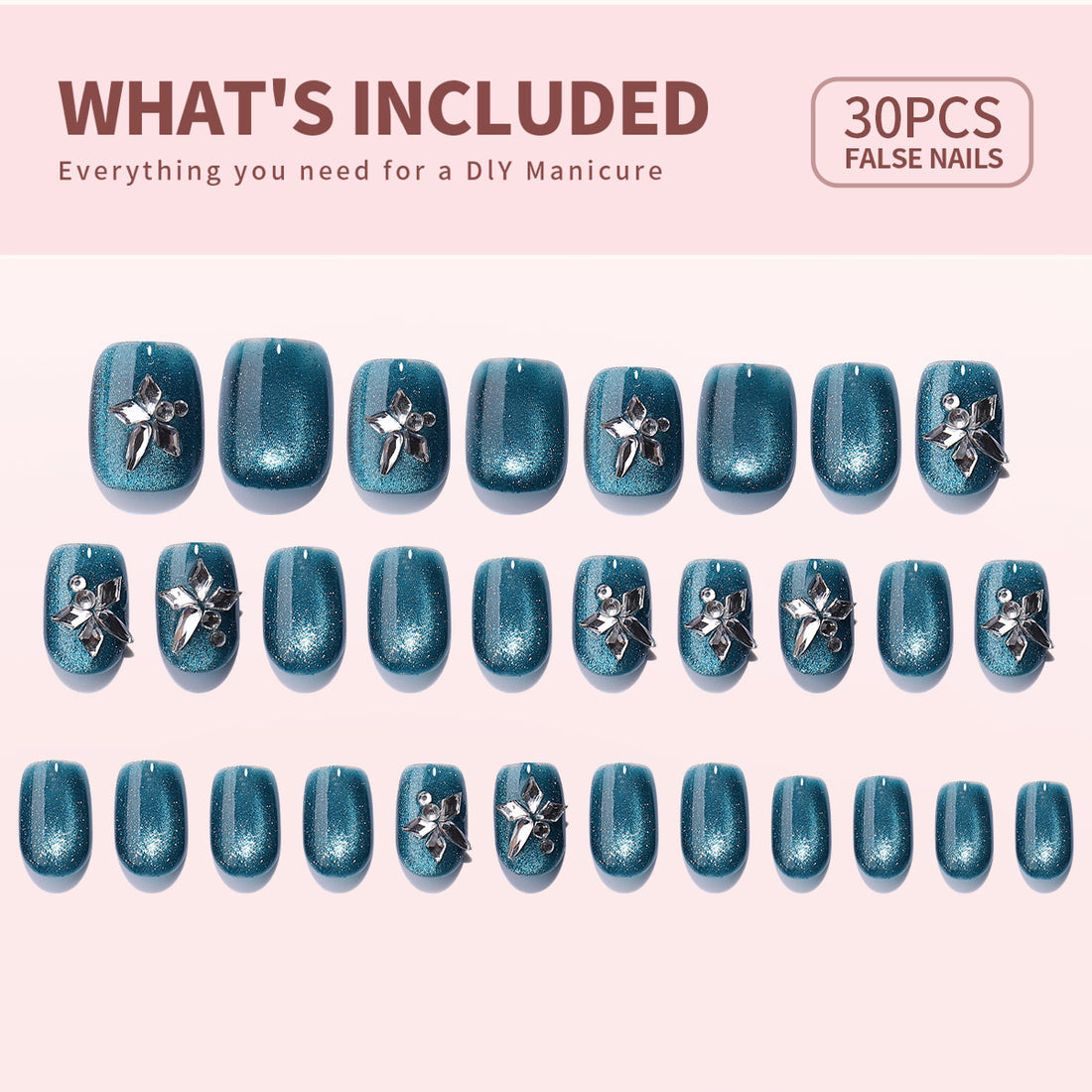 No.PSN55 Blue Cat's Eye Hand & Toe Pair Set-48pcs