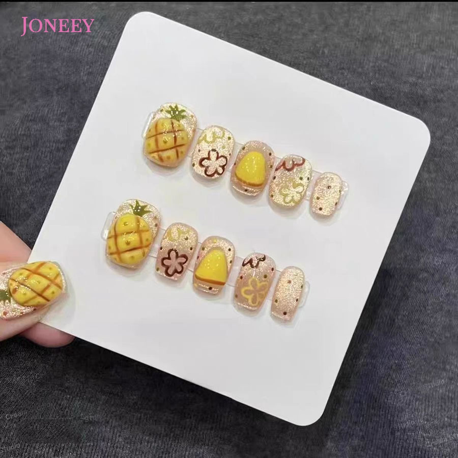 No.FP40 Pineapple Cat's Eye Hand Made Fingernails 10pcs