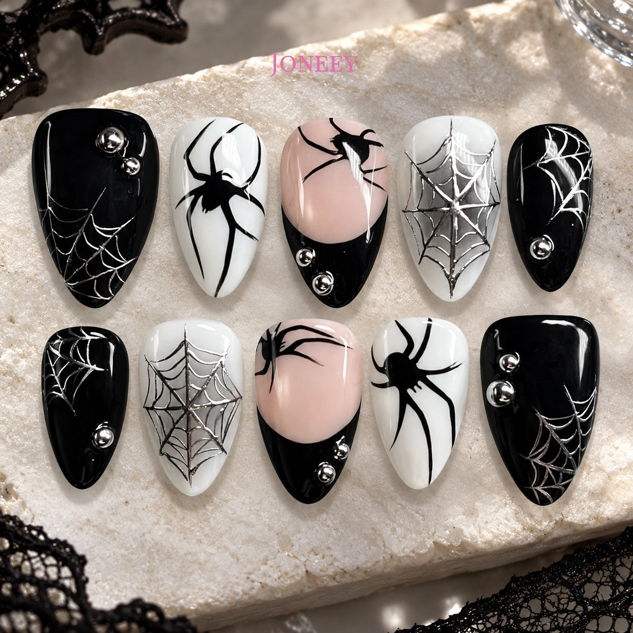 No.AW212 Halloween Black Fingernails Patch 24pcs/Set