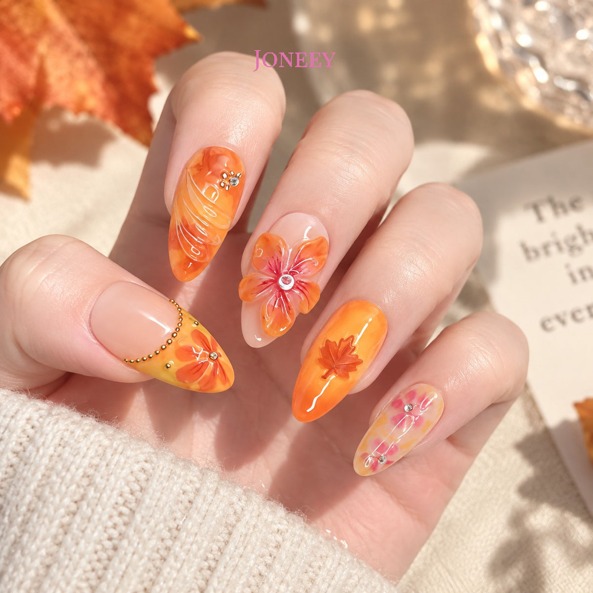 No.F829 Maple Leaves Fingernails Patch 24pcs/Set