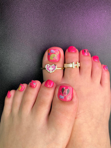 No.DT5 Cute Rose Red Toenails Patch 24pcs/Set
