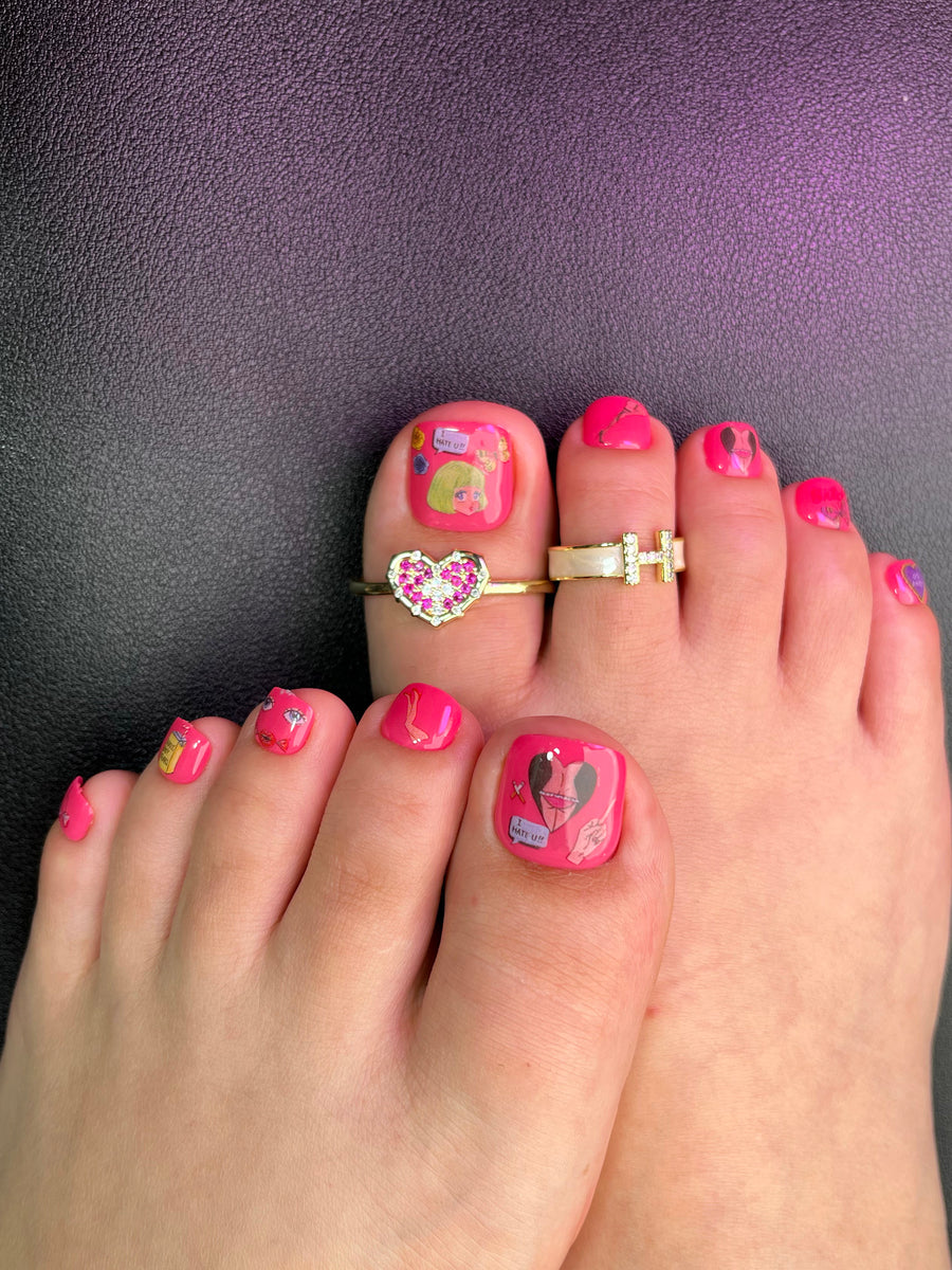 No.DT5 Cute Rose Red Toenails Patch 24pcs/Set