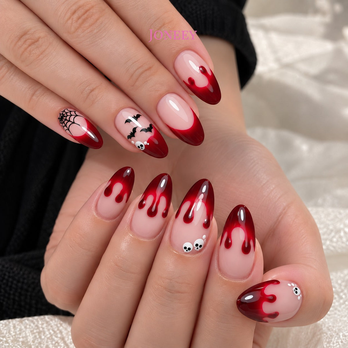 No.AW199 Halloween Dark Spider Web Fingernails Patch 24pcs/Set