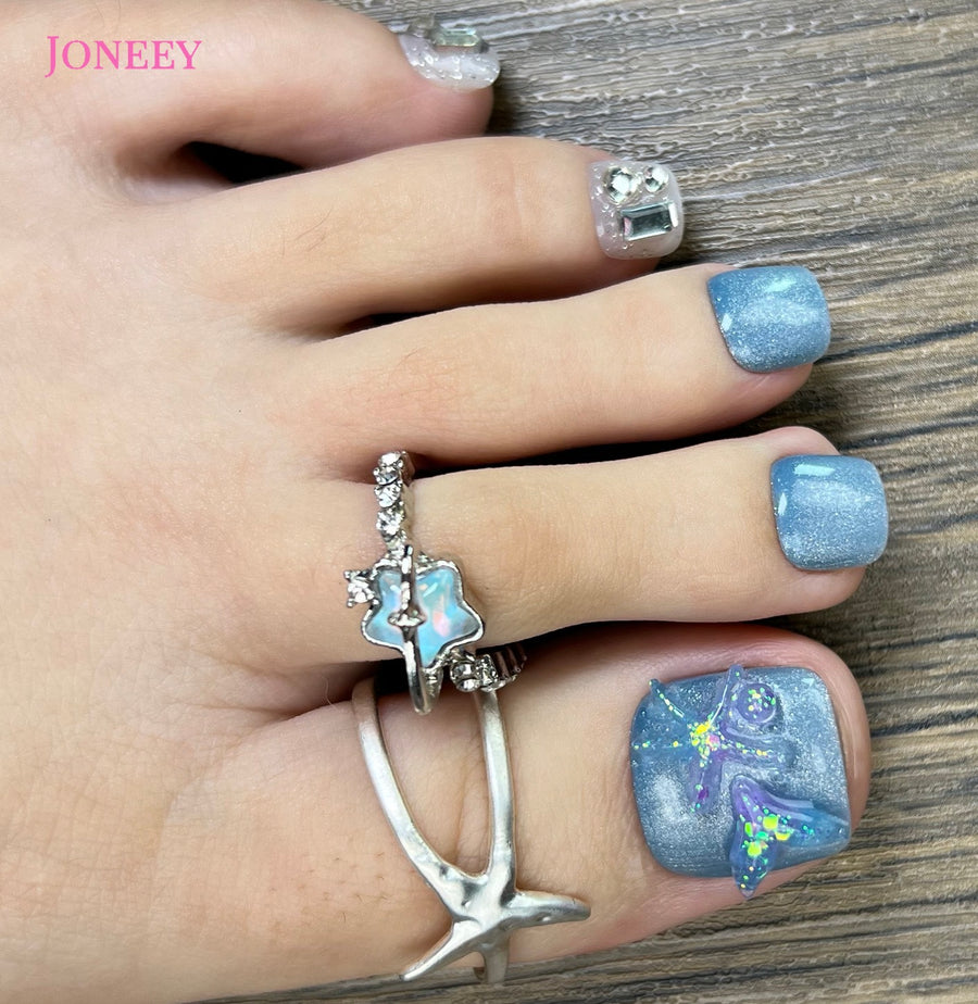 No.DT16  Blue Cat's Eyes Toenails Patch 24pcs/Set