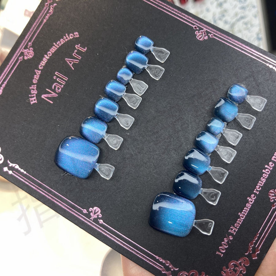 No.610 Blue Cat's Eye Toenails Patch 10pcs/Set