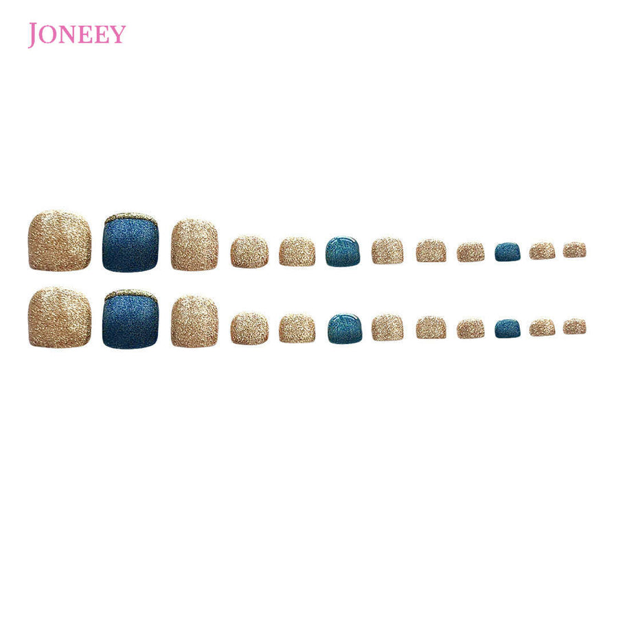 No.61 Sea Blue Cat Eye Press on Toenail 24pcs/Set