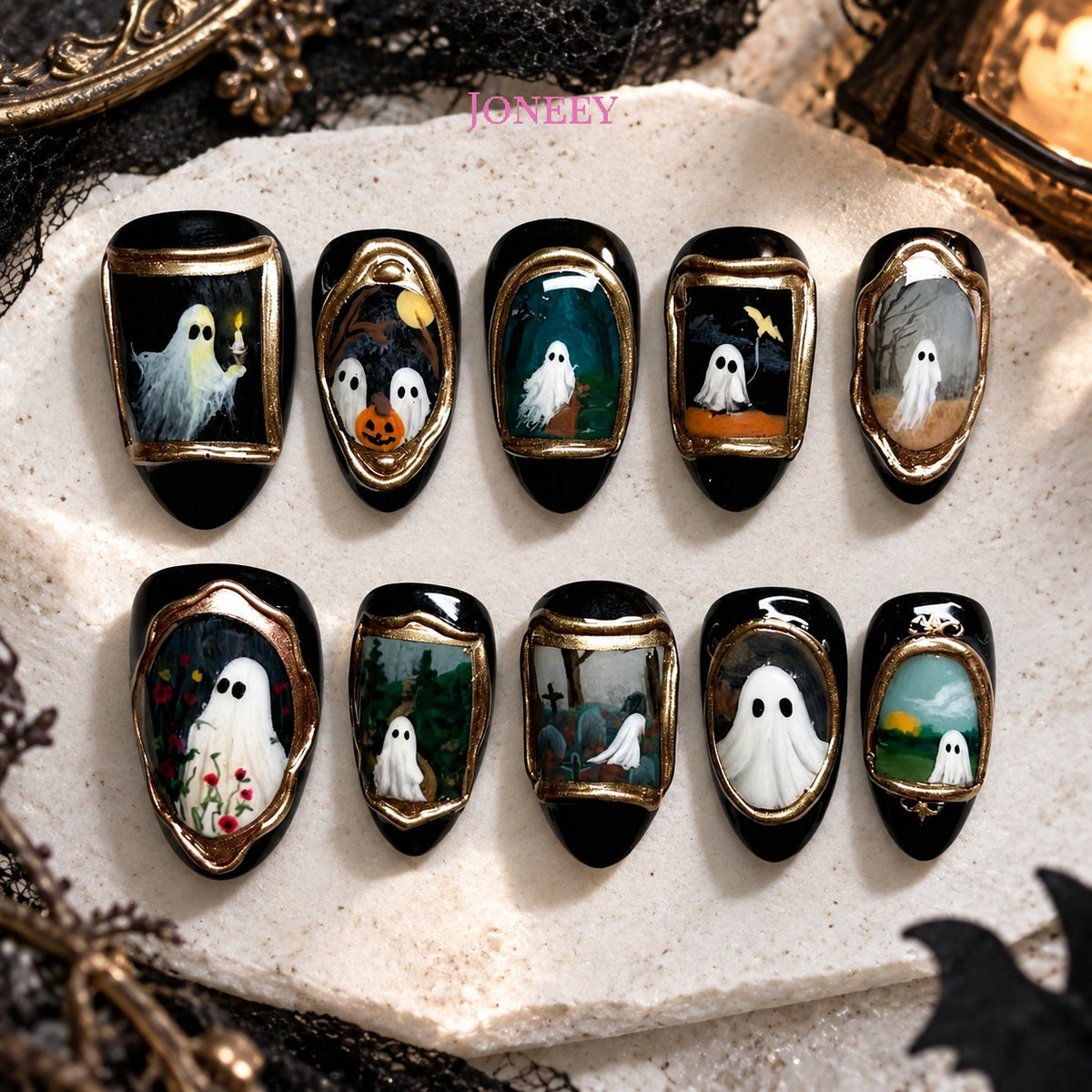 No.AW185 Halloween Dark Fingernails Patch 24pcs/Set