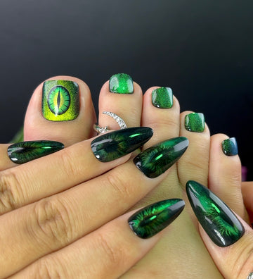 No.PSN114 Green Cat's Eye Hand & Toe Pair Set-48pcs