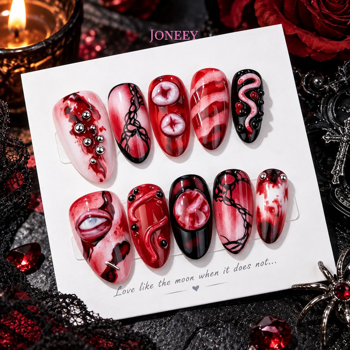 No.AW207 Dark Halloween Fingernails Patch 24pcs/Set