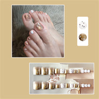 Glitter Shell Short Press on Toe Nails  24pcs/Set