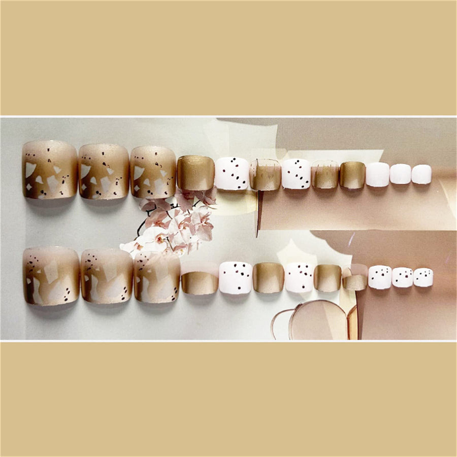 Glitter Shell Short Press on Toe Nails  24pcs/Set