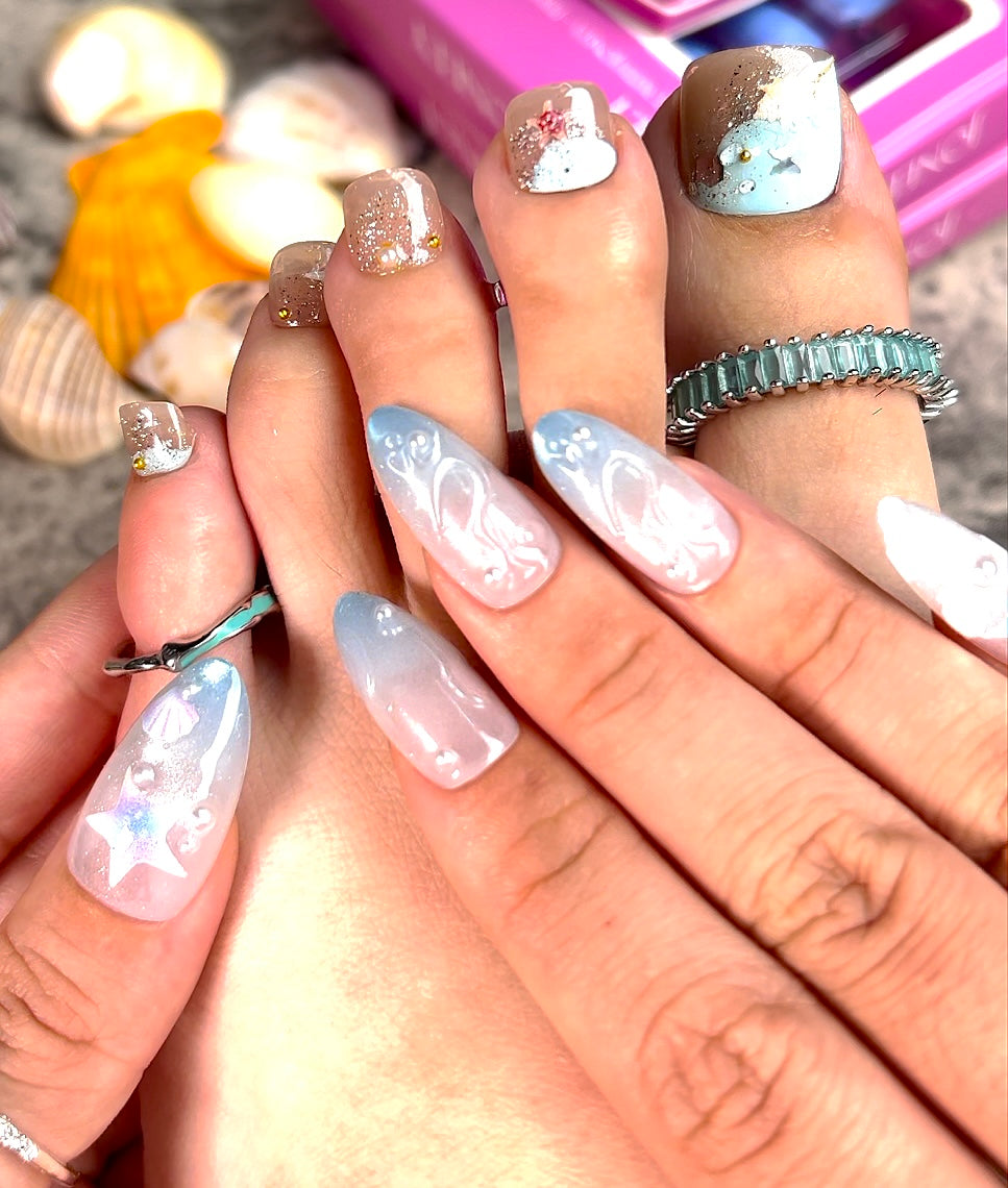 No.PSN190 Beach Cat's Eye Hand & Toe Pair Set-20pcs