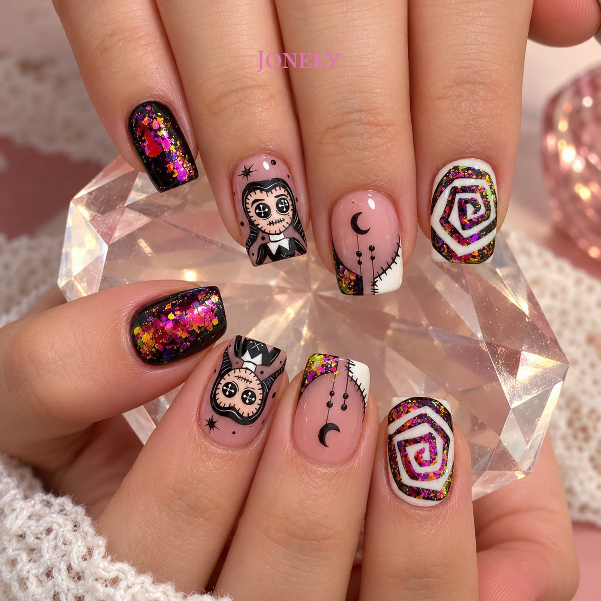 No.AW104 Halloween Purple Fingernails Patch 24pcs/Set