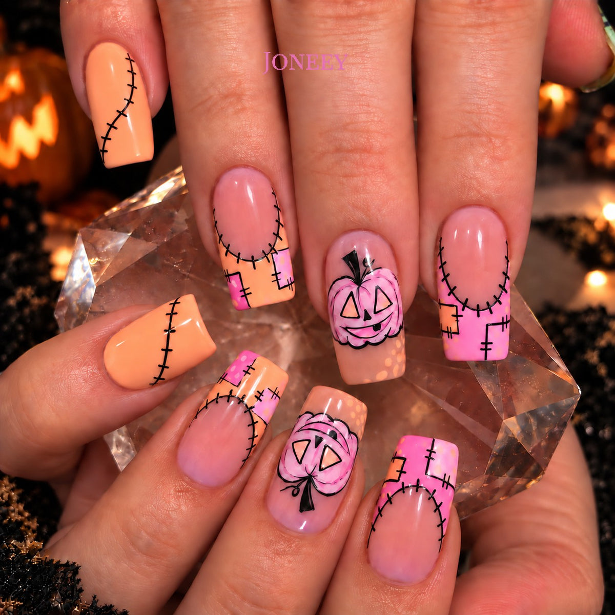 No.AW86 Halloween Pumpkin Fingernails Patch 24pcs/Set