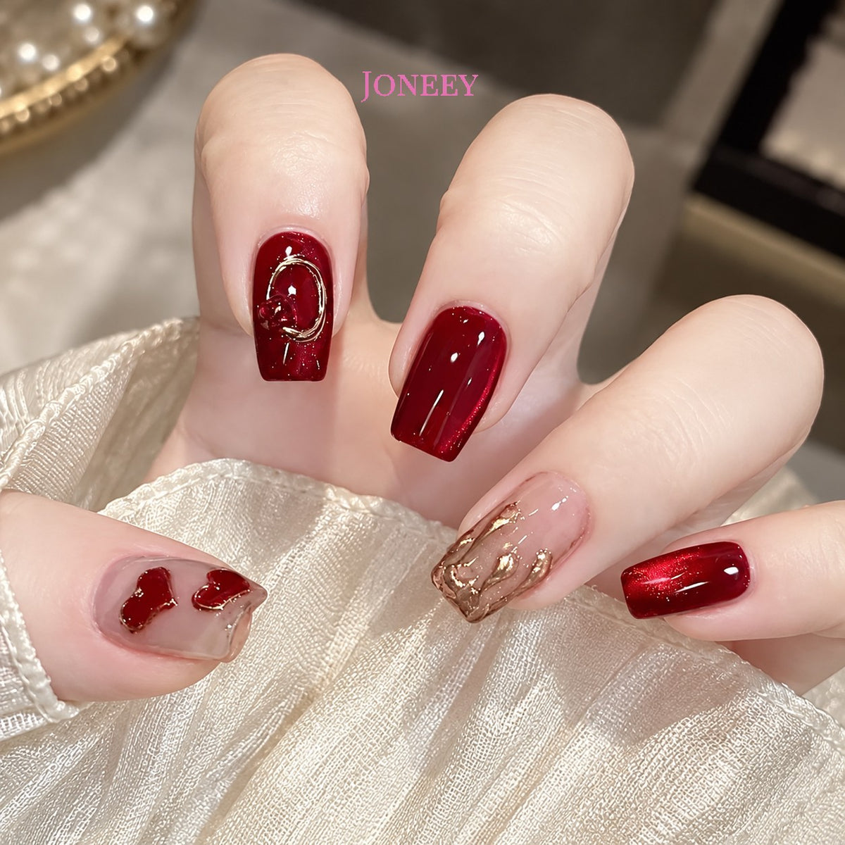 No.VN34 Red Fingernails Patch 24pcs/Set
