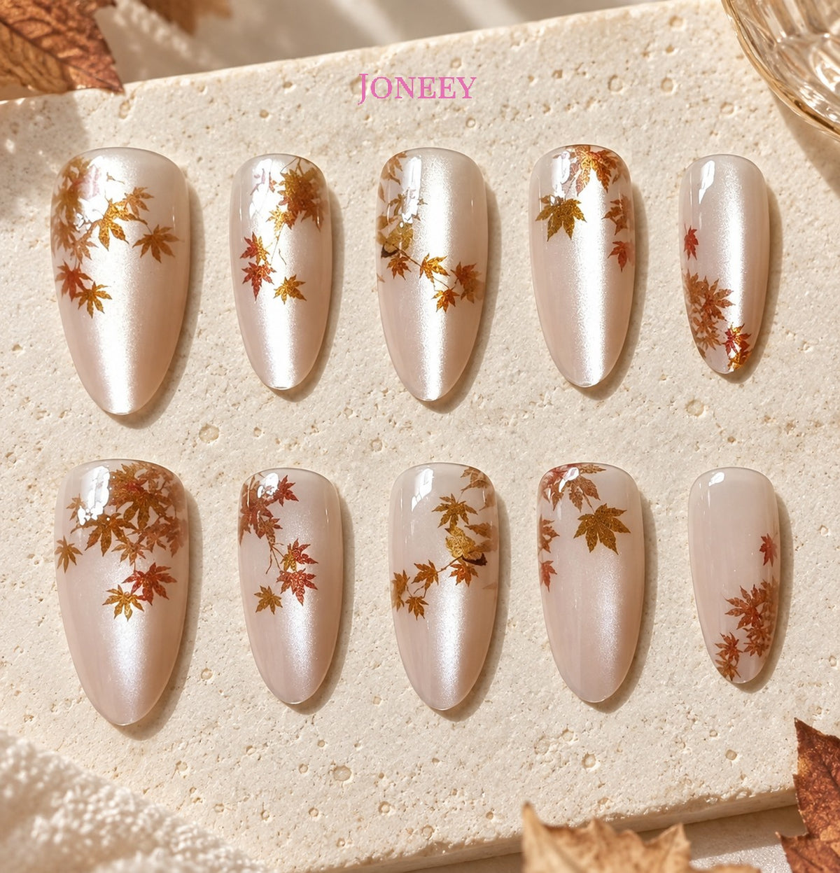 No.F830 Maple Leaves Fingernails Patch 24pcs/Set