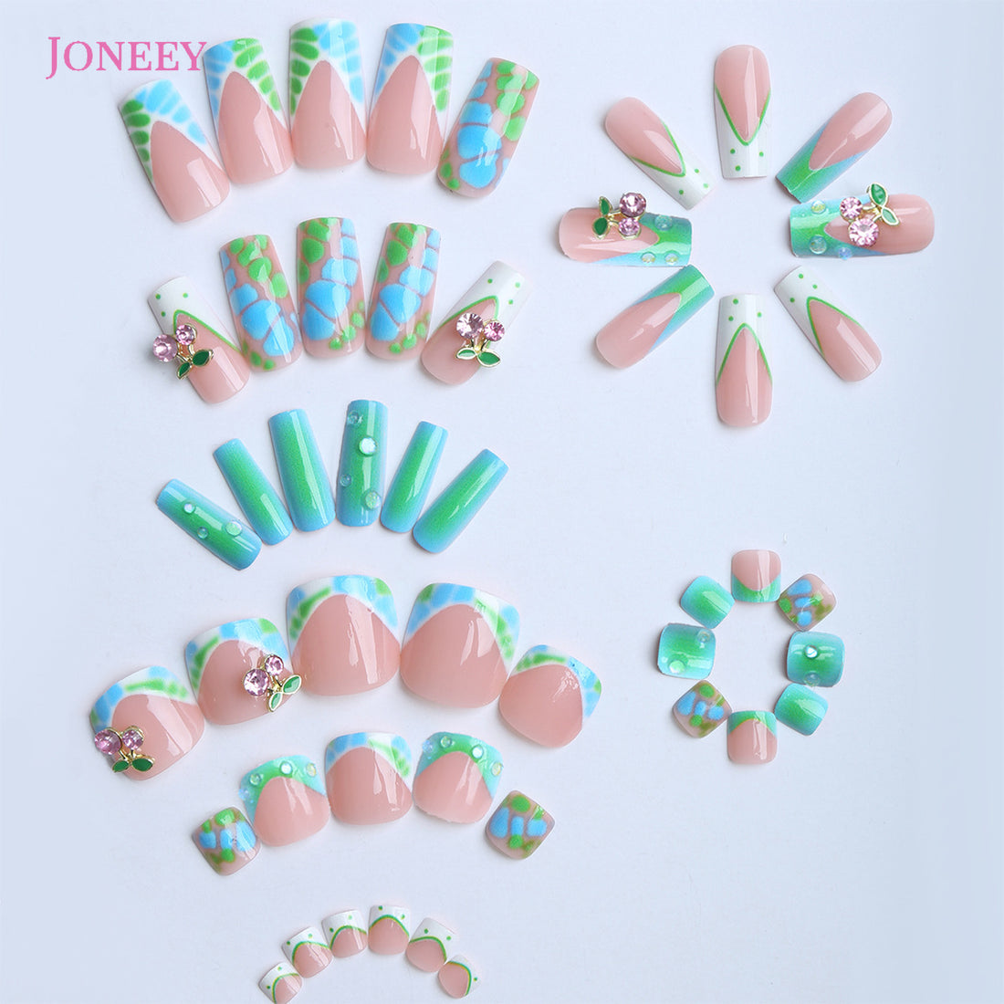 No.PSN126 Green Cherry Hand & Toe Pair Set-48pcs