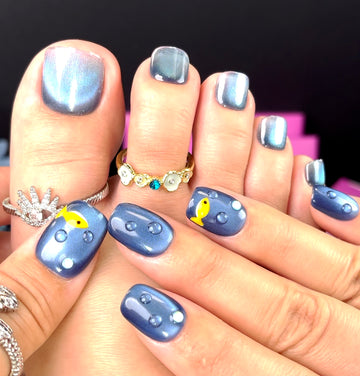 No.PSN118 Blue Fish Cat's Eye Hand & Toe Pair Set-20pcs