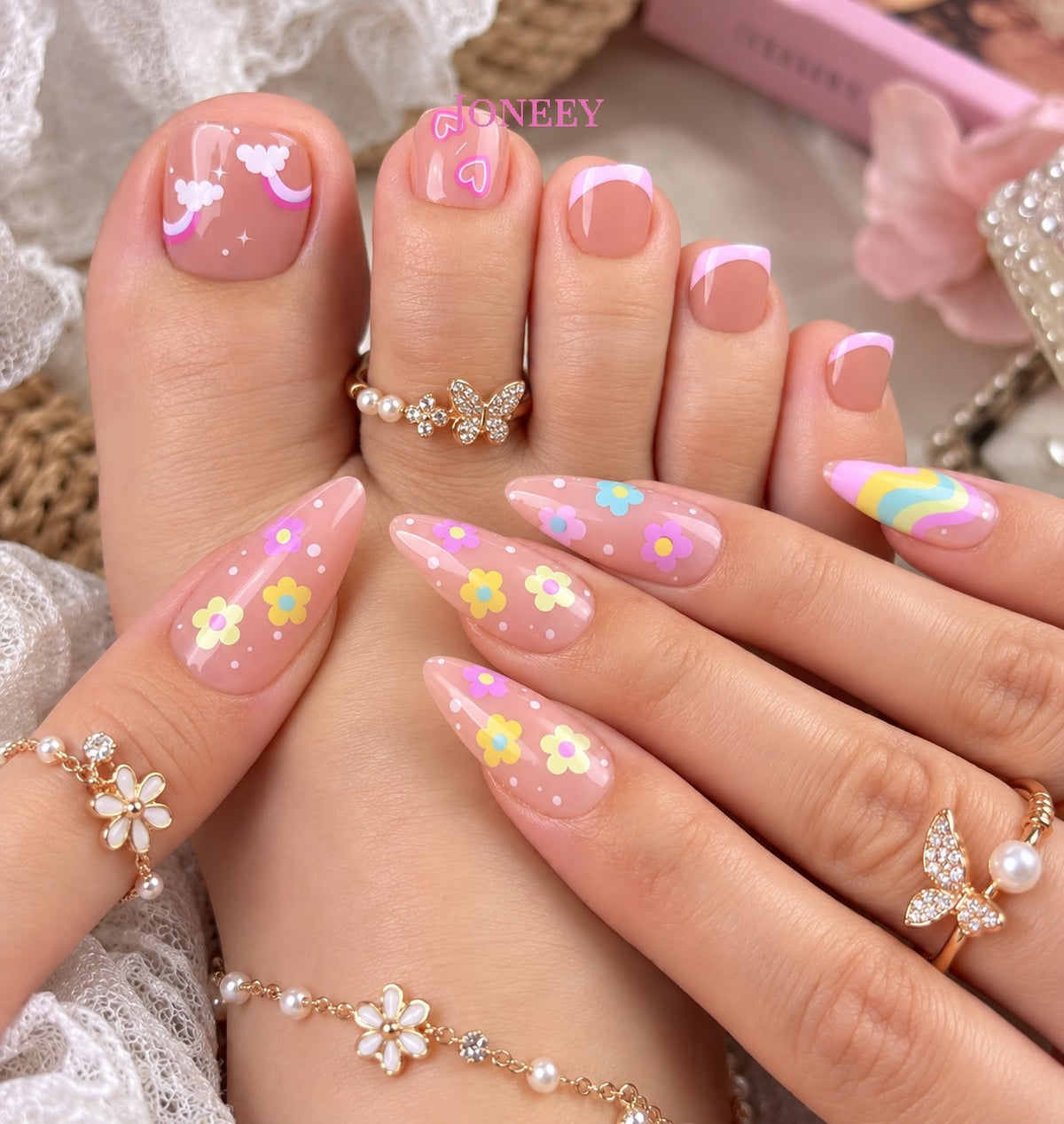 No.PSN62 Multi-colored Clouds Hand & Toe Pair Set-48pcs