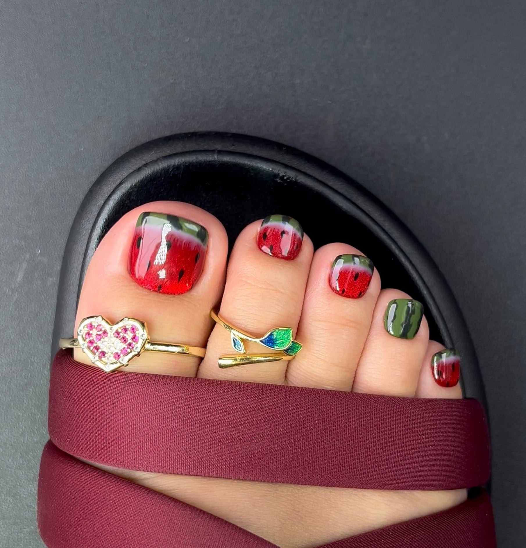 No.540 Watermelon Cat's Eye Toenails Patch 10pcs/Set