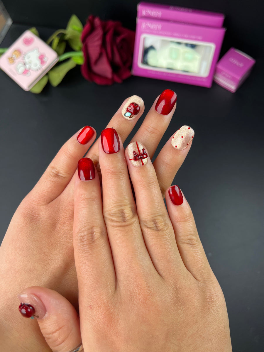 No.FP25 10pcs Cute Apple Cat's Eye Fingernails
