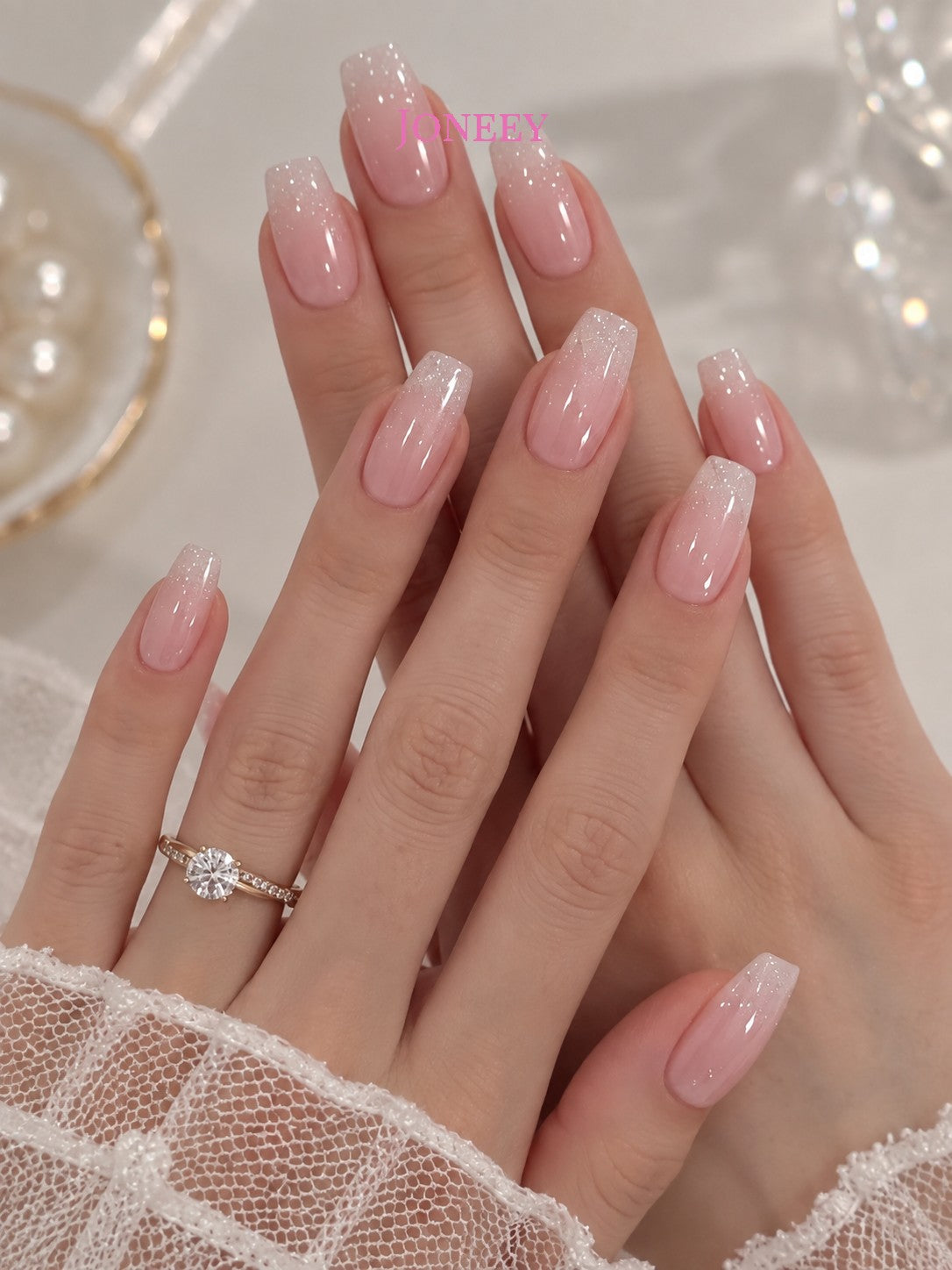 No.F77 Pink Gradient Fingernails Patch 24pcs/Set
