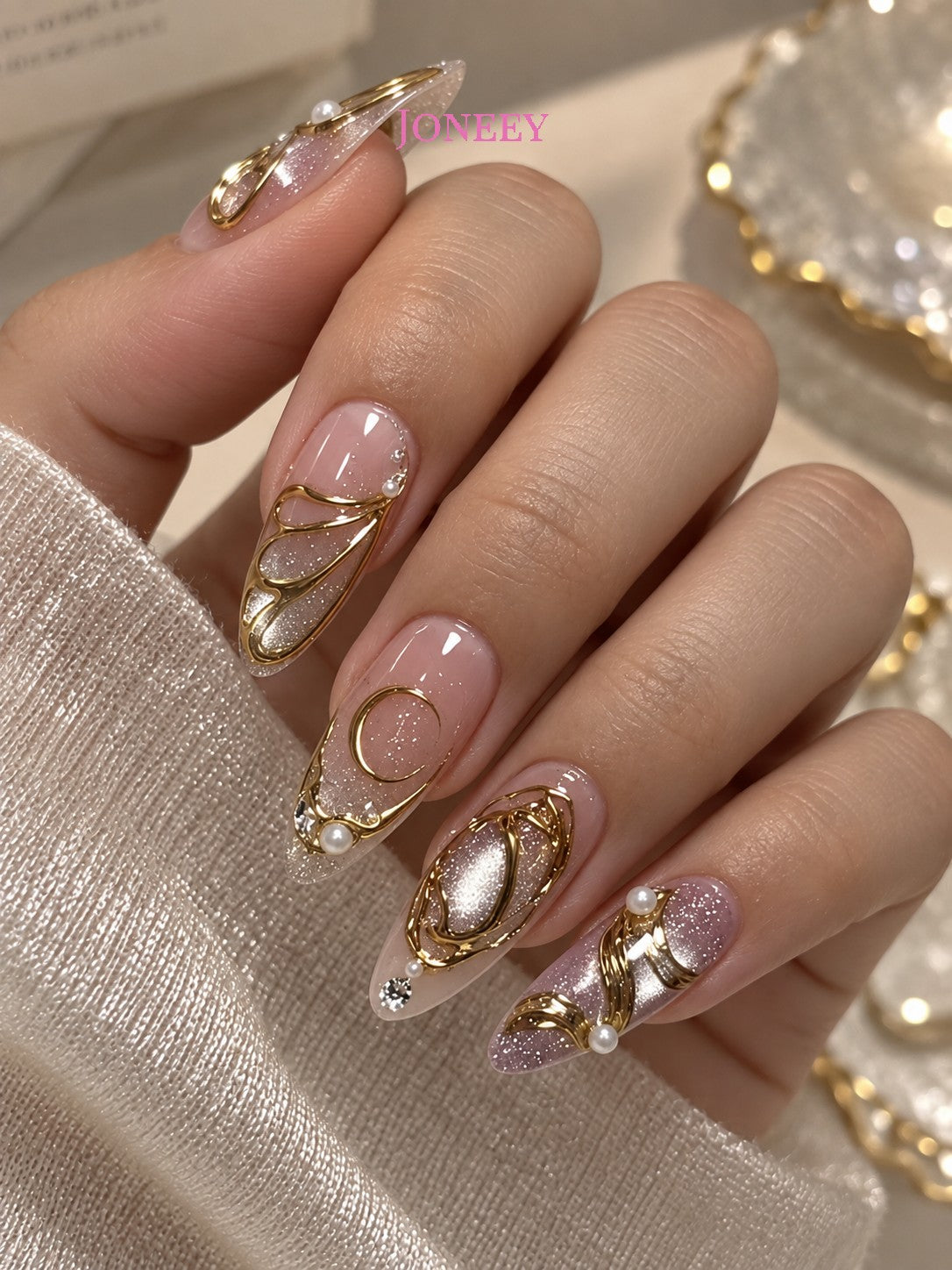 No.F818 Pearl Cat's Eye Fingernails Patch 30pcs/Set