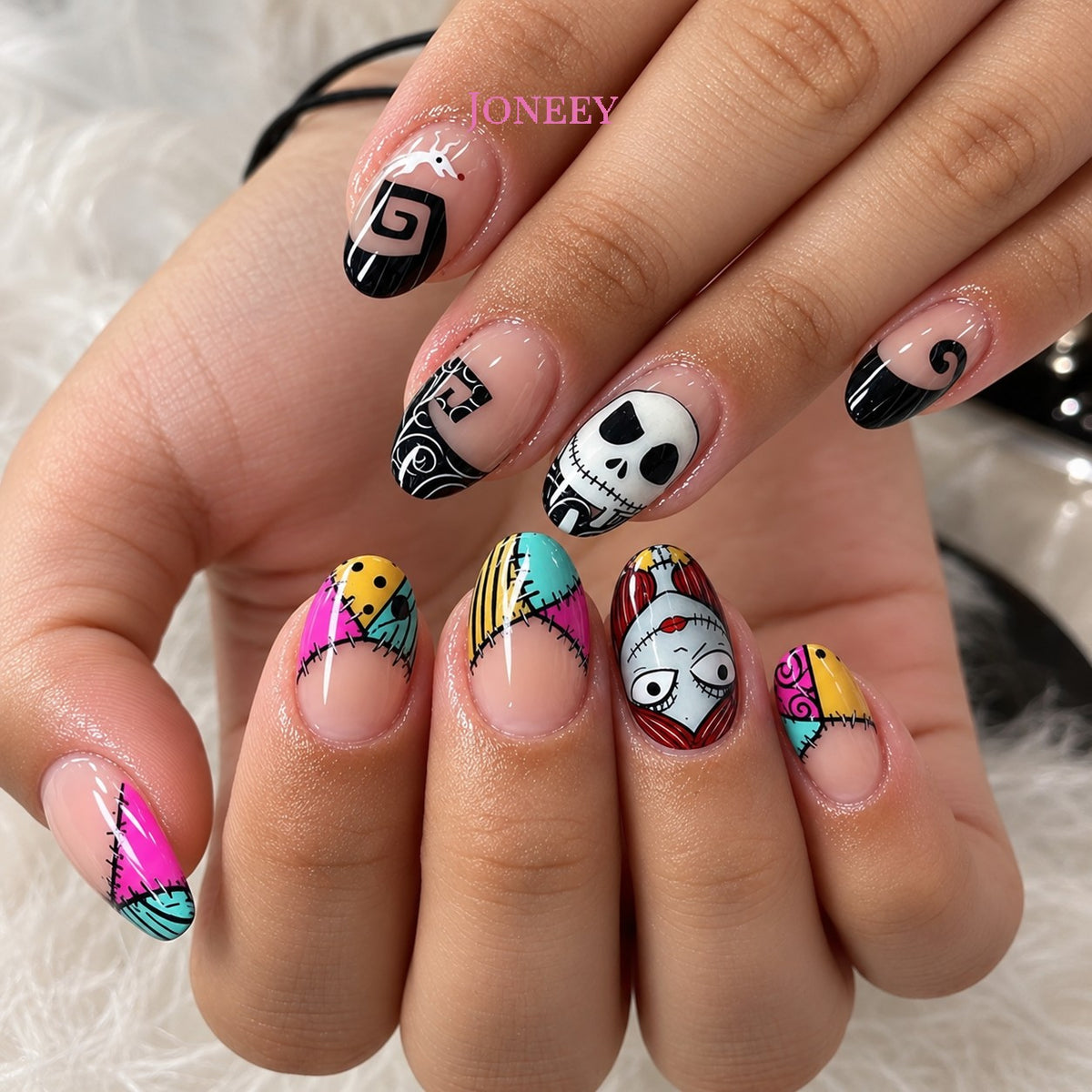No.AW64 Halloween Multicolor Fingernails Patch 24pcs/Set