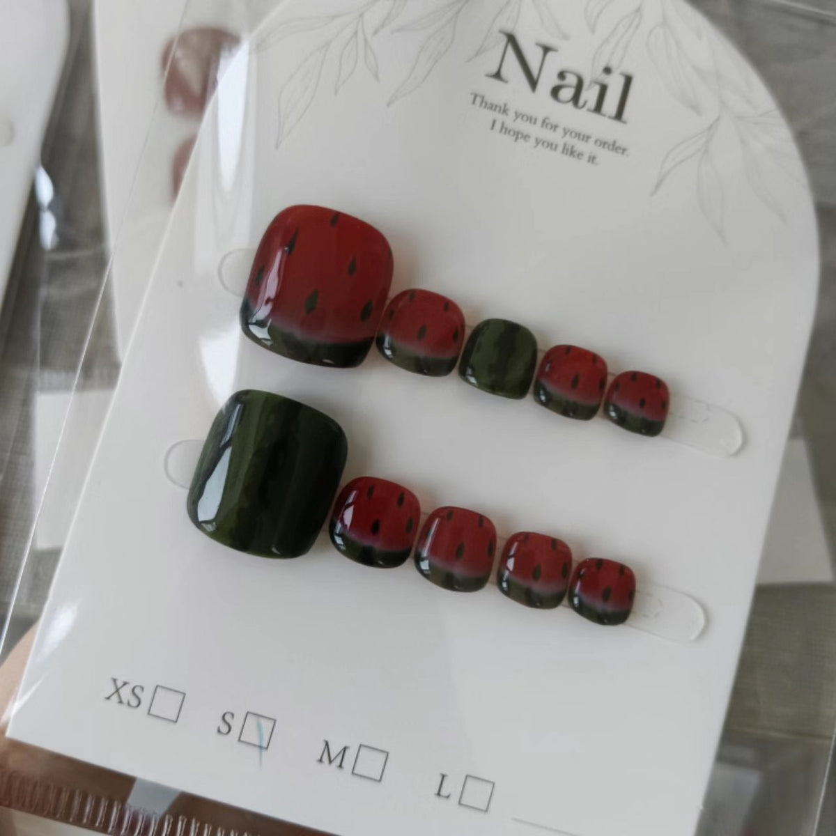 No.540 Watermelon Cat's Eye Toenails Patch 10pcs/Set