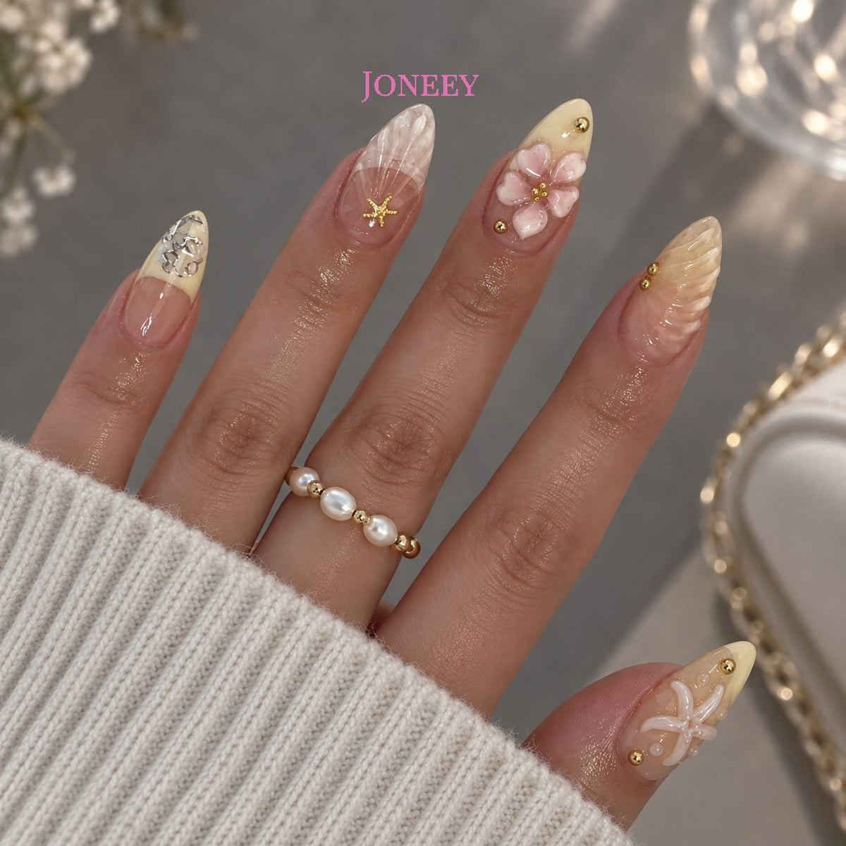 No.BH76 Flower Starfish Fingernails Patch 24pcs/Set