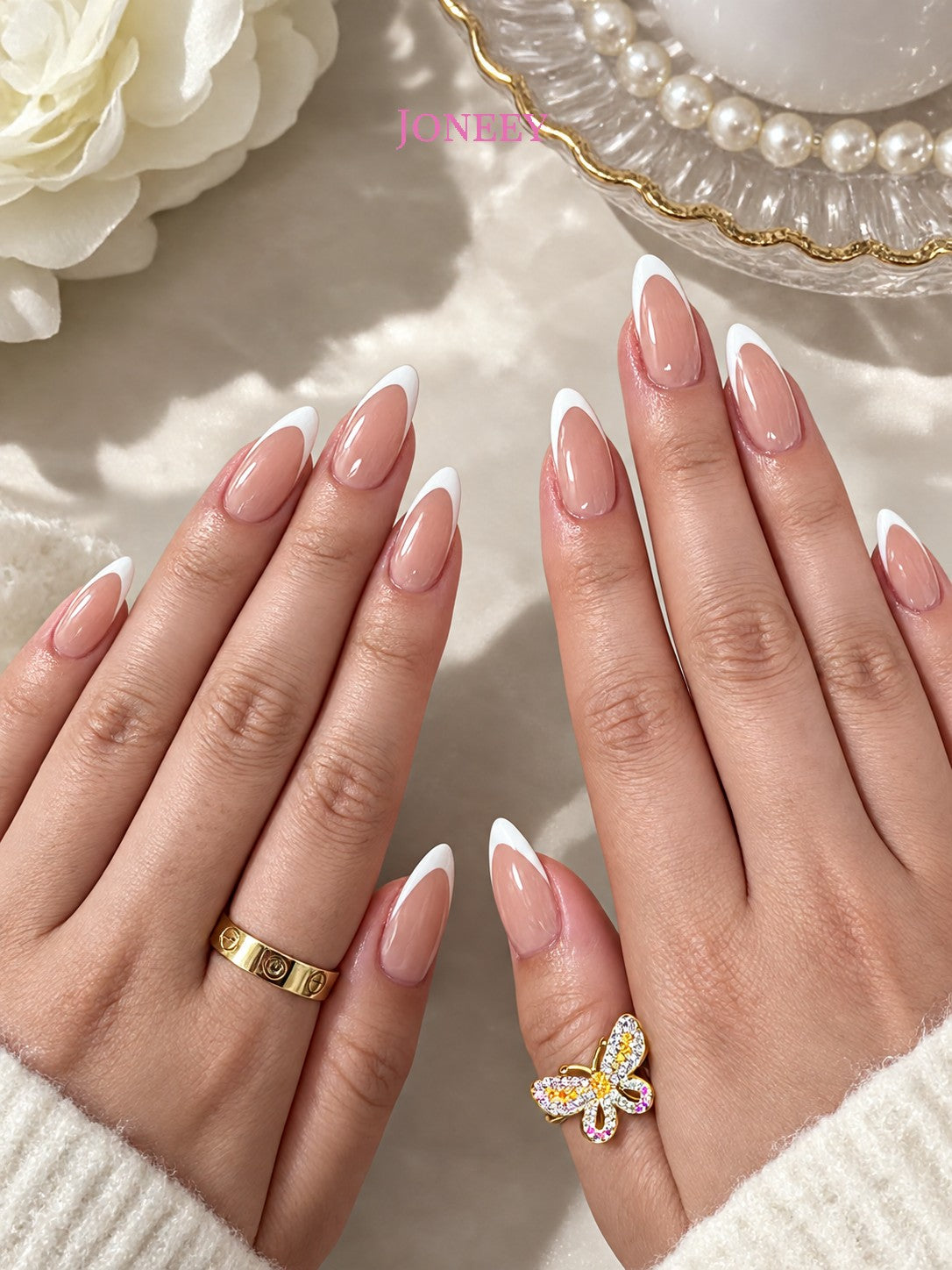No.F231 V White Fingernails Patch 24pcs/Set