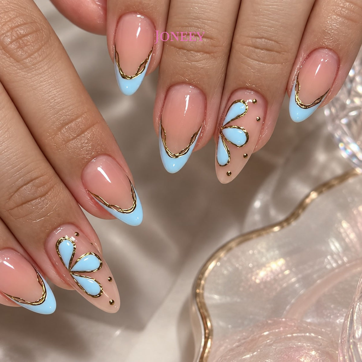 No.F826 Tiffany Blue Fingernails Patch 24pcs/Set
