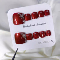 No.370 Red Handmade Toenails Patch 10pcs/Set